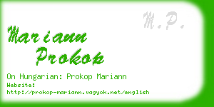 mariann prokop business card